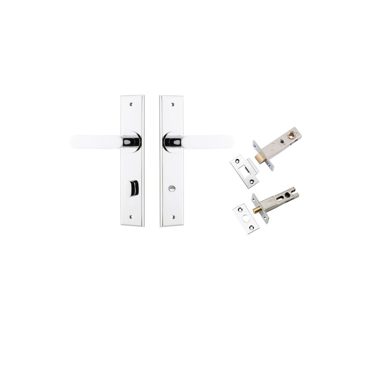 11784KPRIV60 - Bronte Lever - Chamfered Backplate Privacy Kit with Privacy Turn - Polished Chrome - Privacy