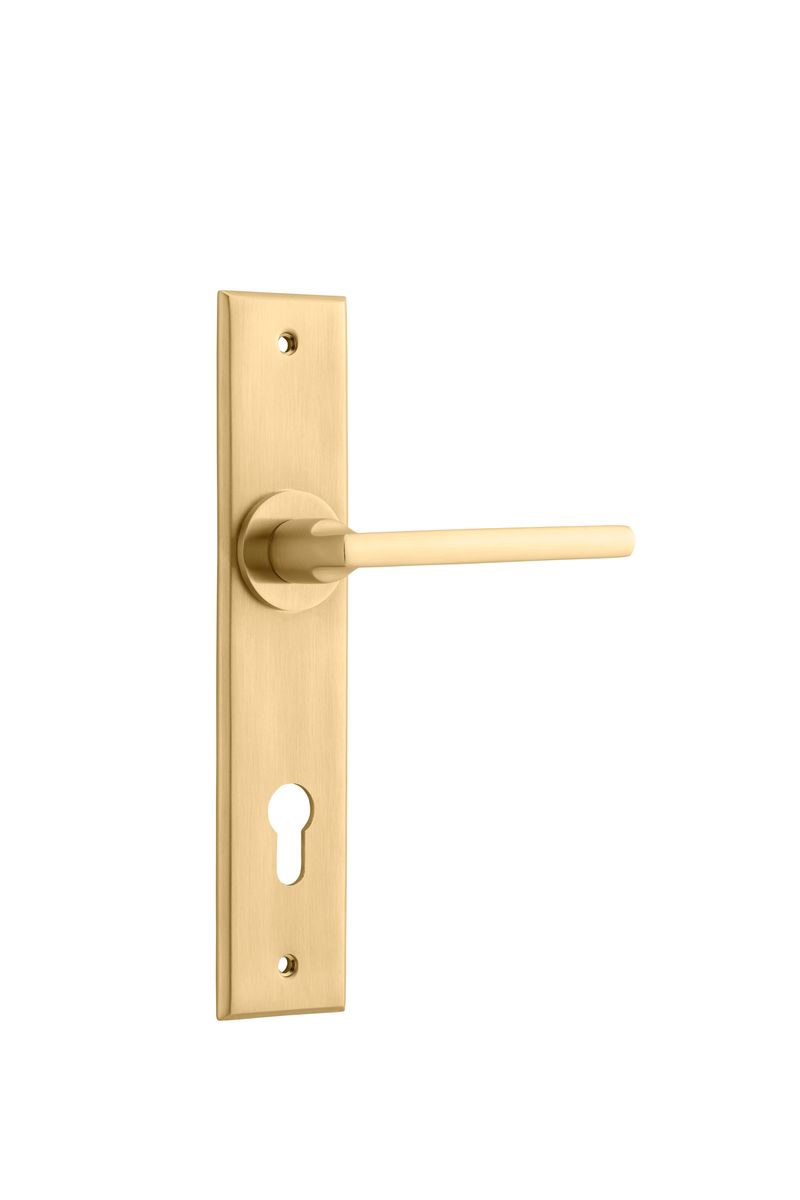 15282E85 - Baltimore Lever - Chamfered Backplate - Brushed Brass - Entrance