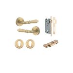 9199KENTR60KT - Sarlat Lever - Round Rose Entrance Kit with Separate High Security Lock - Brushed Brass - Entrance