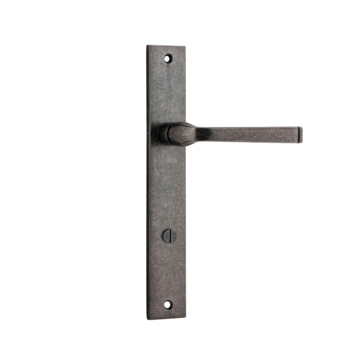 13708P85 - Annecy Lever - Rectangular Backplate - Distressed Nickel - Privacy