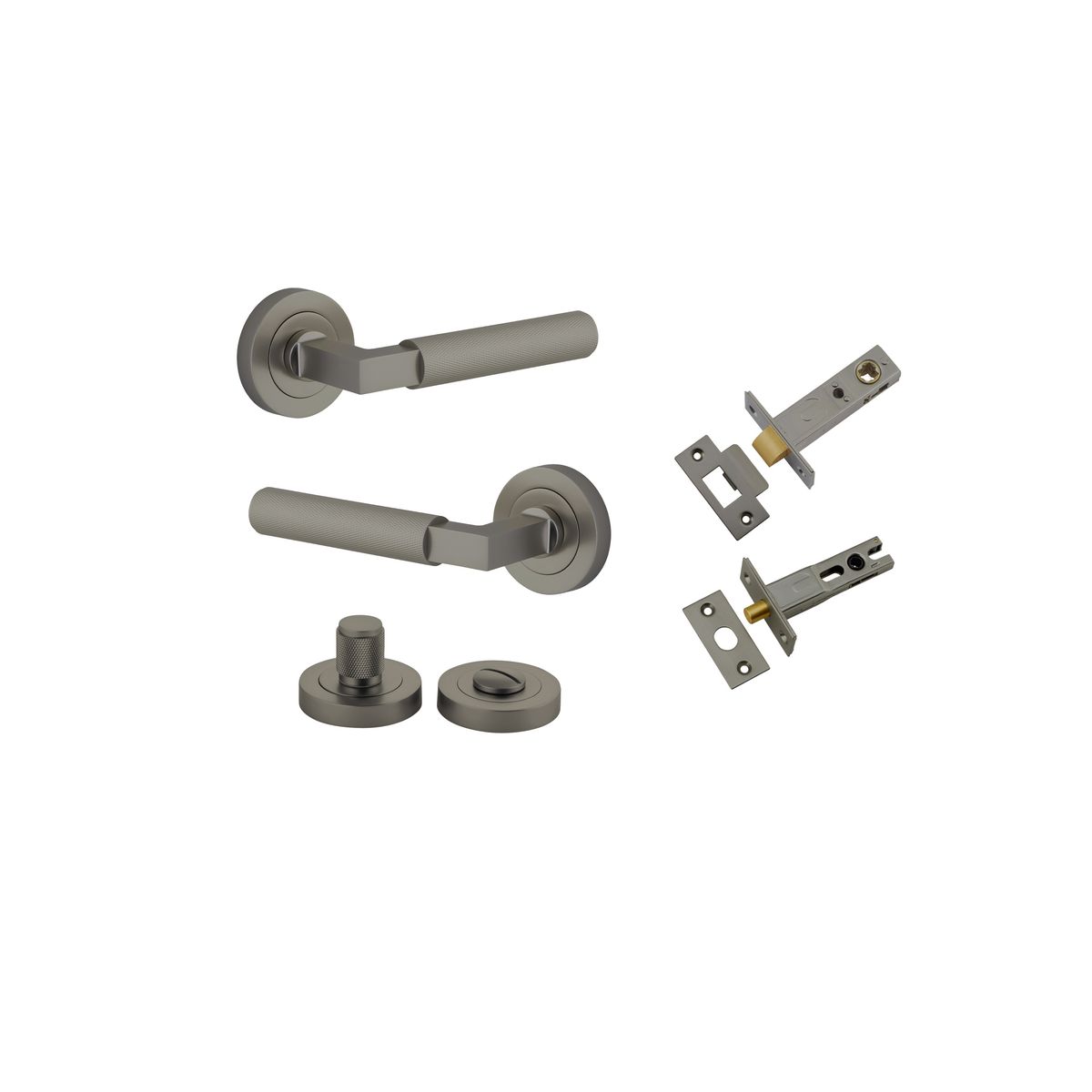 16861KPRIV60 - Brunswick Lever - Round Rose Privacy Kit - Graphite PVD - Privacy