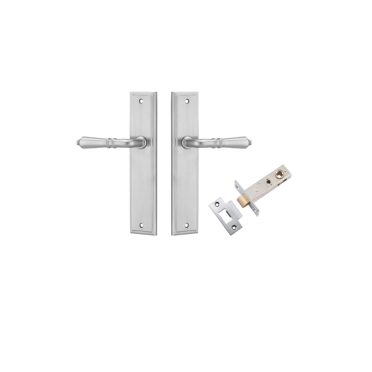 12236KPASS60 - Sarlat Lever - Stepped Backplate Passage Kit - Brushed Chrome - Passage