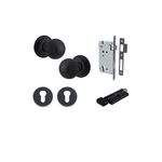 0223KENTR60KT - Guildford Knob - Round Rose Entrance Kit with Separate High Security Lock - Matt Black - Entrance