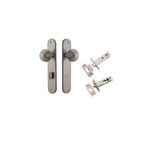 14836KPRIV60 - Guildford Knob - Oval Backplate Privacy Kit with Privacy Turn - Satin Nickel - Privacy