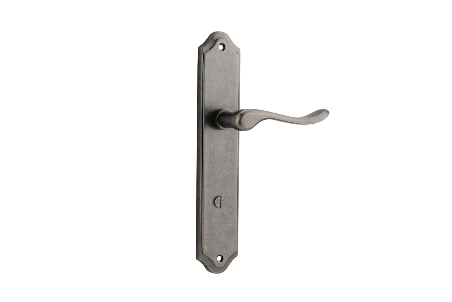 13922P85 - Stirling Lever - Shouldered Backplate - Distressed Nickel - Privacy