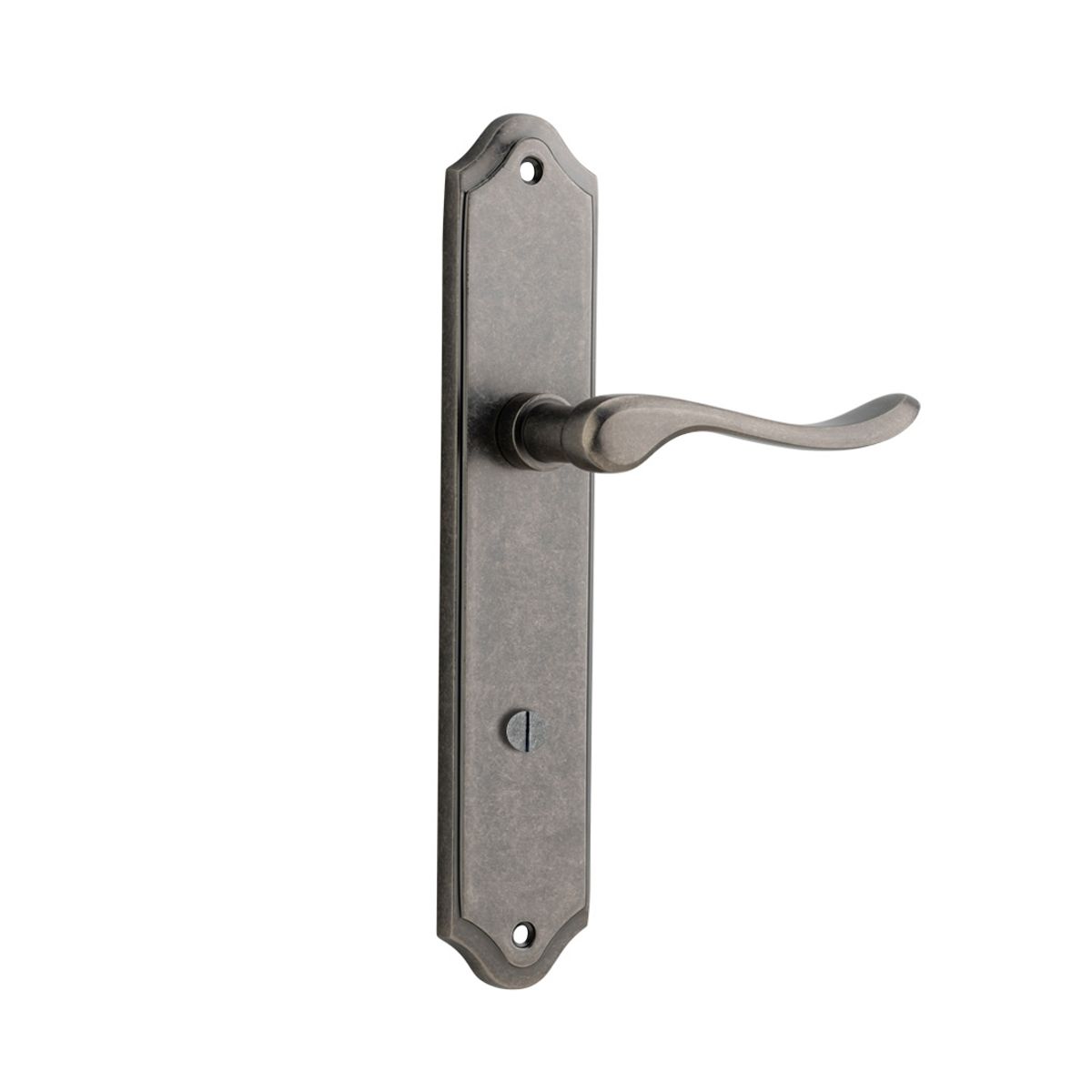 13922P85 - Stirling Lever - Shouldered Backplate - Distressed Nickel - Privacy