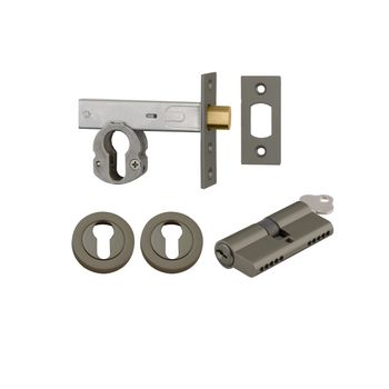 Euro Mortice Deadbolt Kit - 60mm Backset with Round Euro Escutcheon Key/Key