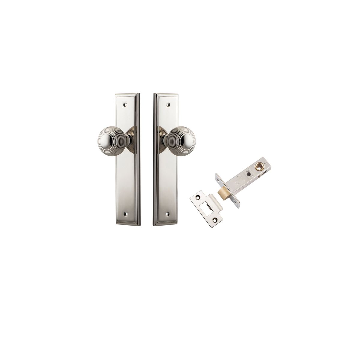14342KPASS60 - Guildford Knob - Stepped Backplate Passage Kit - Polished Nickel - Passage