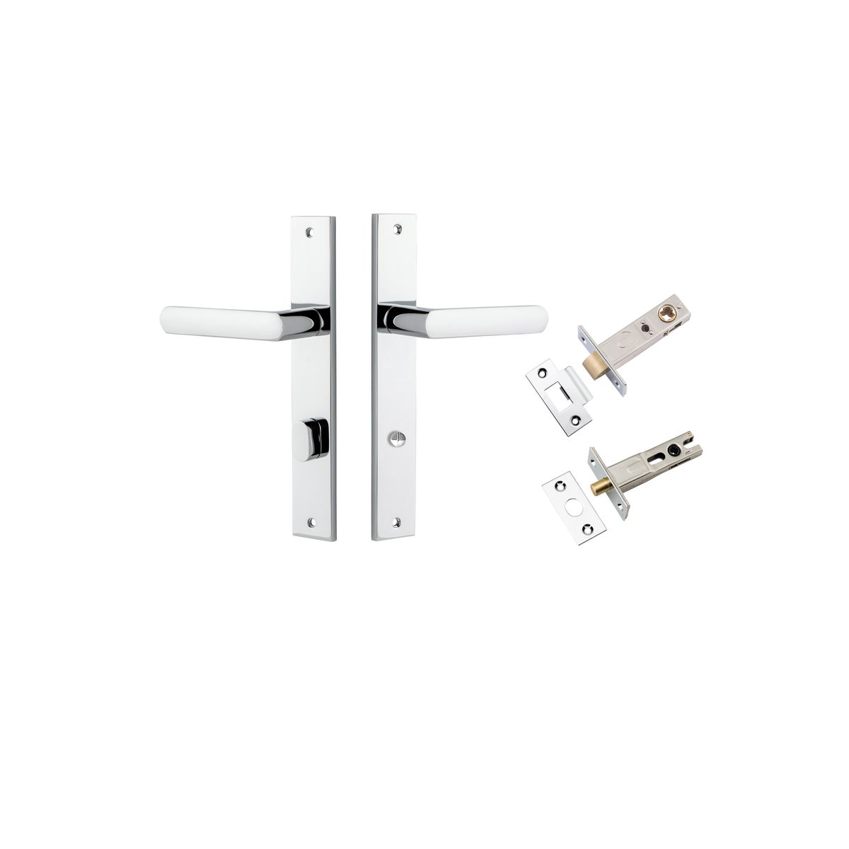 11860KPRIV60 - Osaka Lever - Rectangular Backplate Privacy Kit with Privacy Turn - Polished Chrome - Privacy