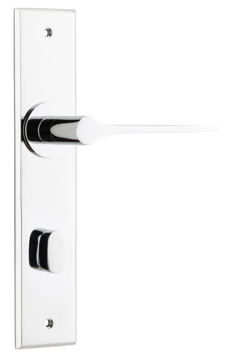11758P85 - Como Lever - Chamfered Backplate - Polished Chrome - Privacy