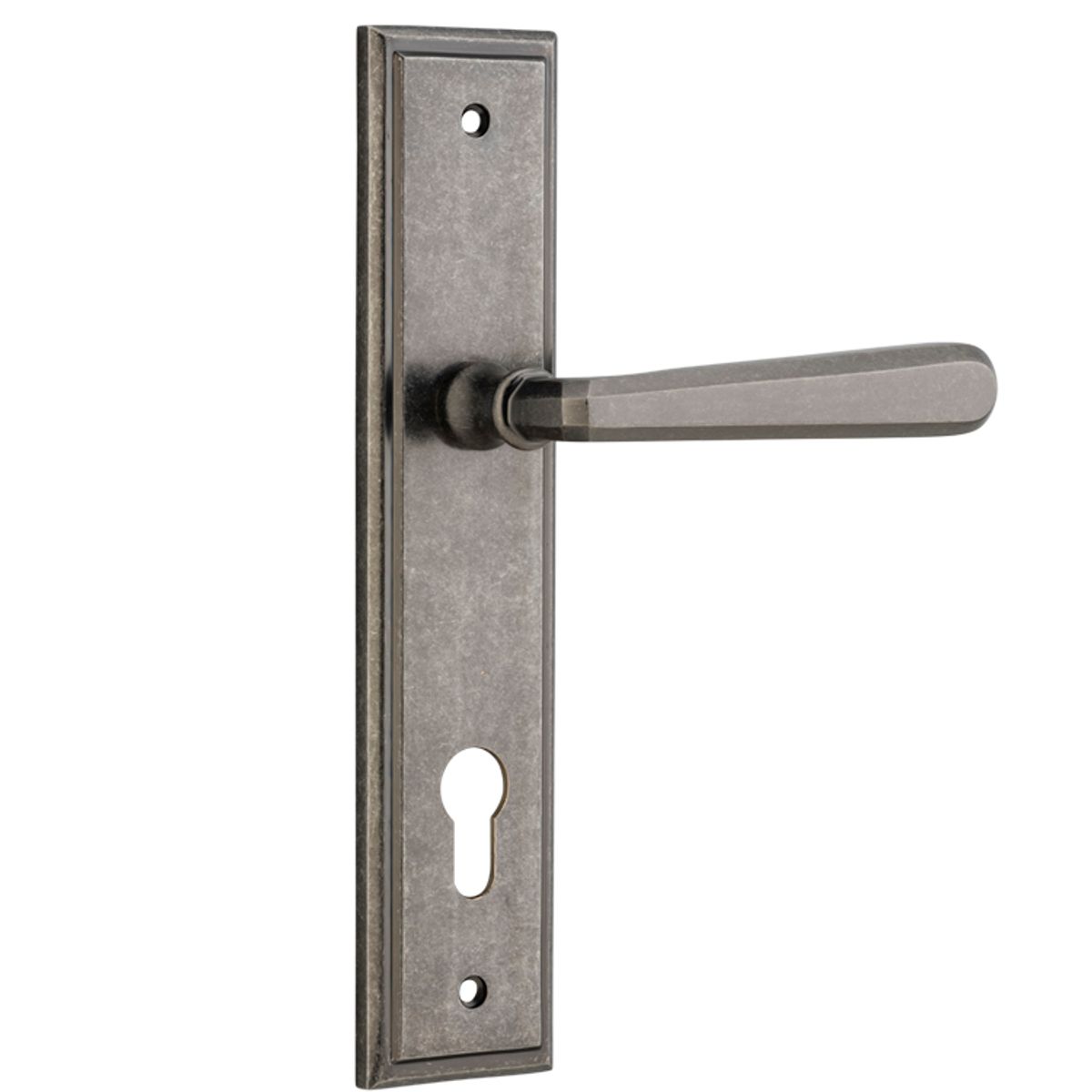 13878E85 - Copenhagen Lever - Stepped Backplate - Distressed Nickel - Entrance