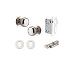 0208KENTR60KT - Cambridge Knob - Round Rose Entrance Kit with Separate High Security Lock - Polished Nickel - Entrance