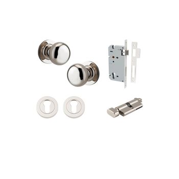Cambridge Knob - Round Rose Entrance Kit with Separate High Security Lock