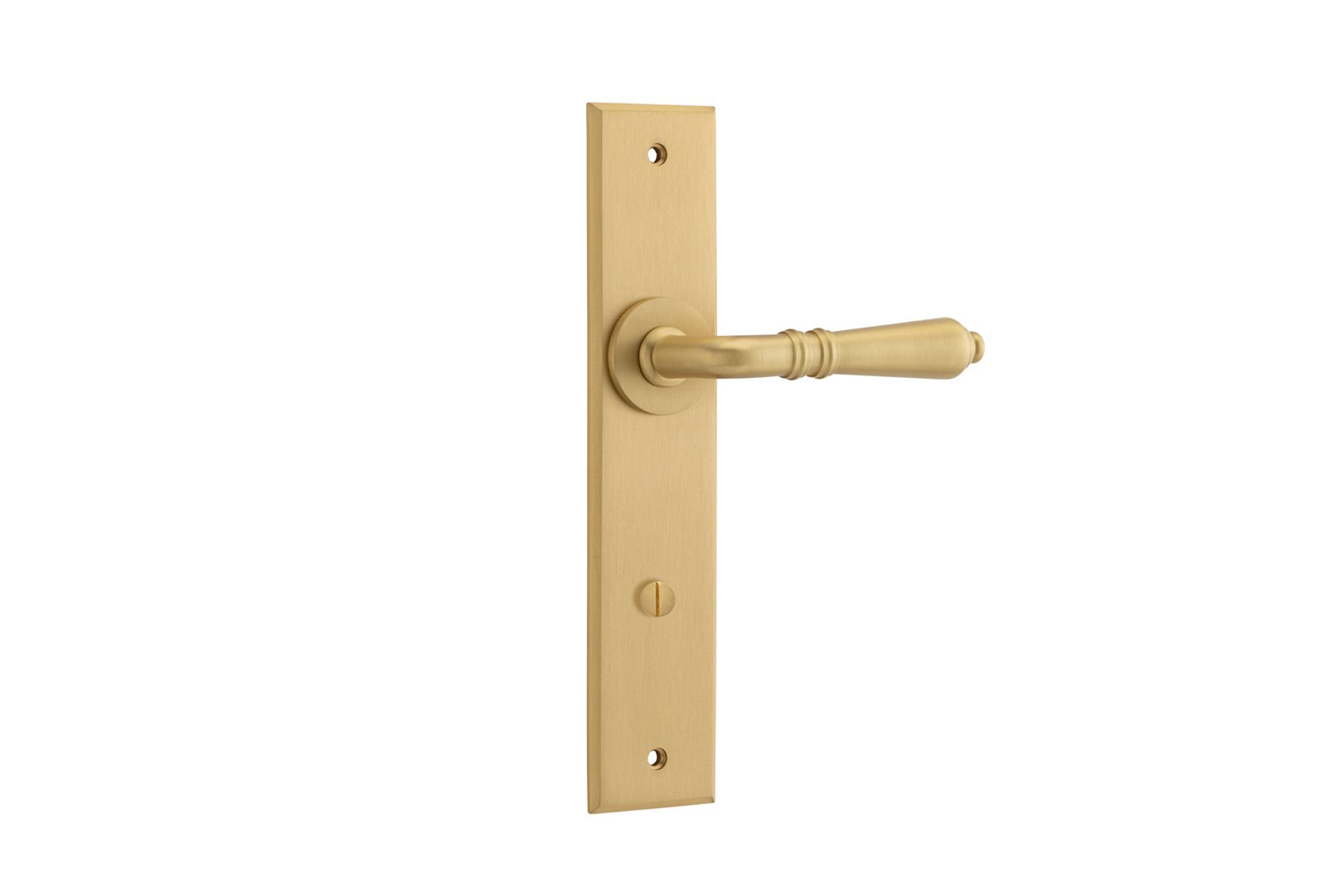 15780P85 - Sarlat Lever - Chamfered Backplate - Brushed Brass - Privacy