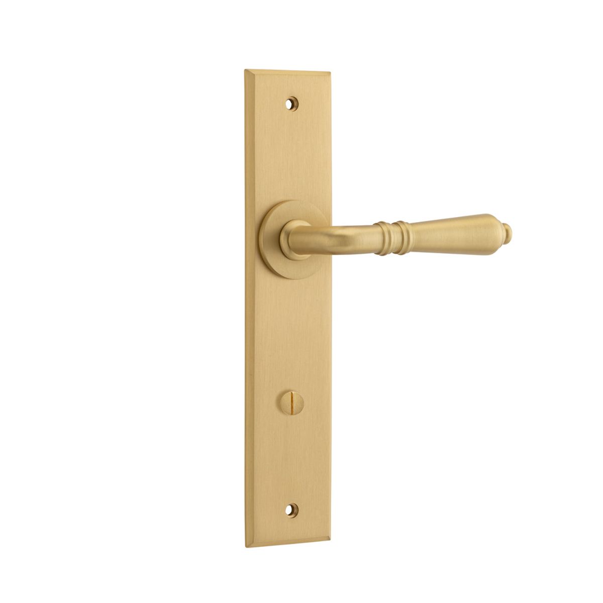 15780P85 - Sarlat Lever - Chamfered Backplate - Brushed Brass - Privacy
