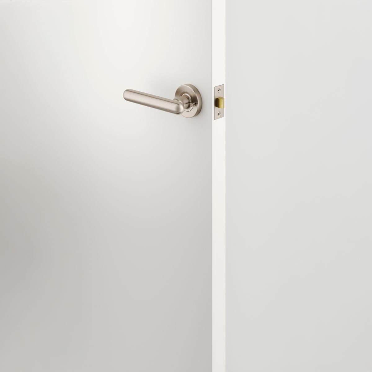 24005KIBPRIV60 - Puerto Lever - Round Rose (Inbuilt Privacy) - Satin Nickel - Privacy