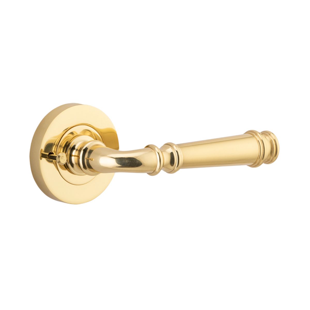 0310KIBPRIV60 - Verona Lever - Round Rose (Inbuilt Privacy) - Polished Brass - Privacy