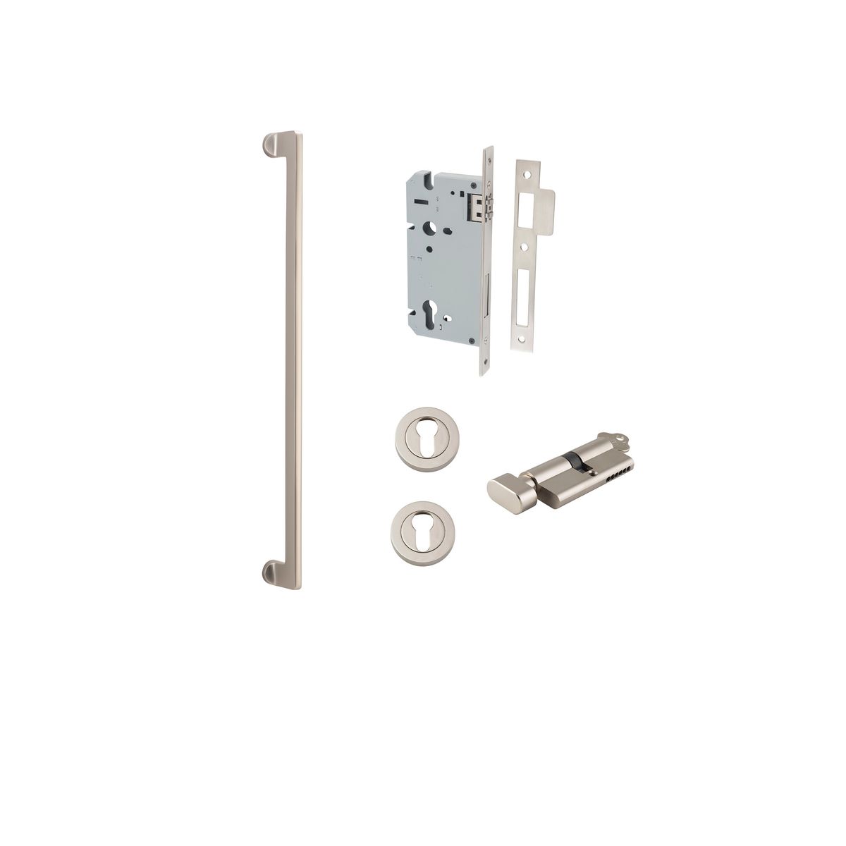 21309KENTR60KT - Baltimore Pull Handle - 600mm Entrance Kit with Separate High Security Lock - Satin Nickel - Entrance