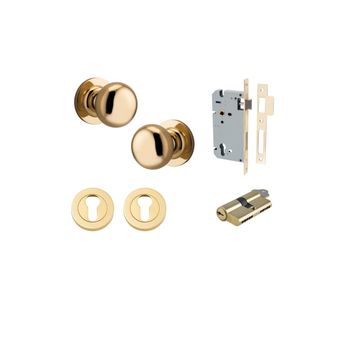 Cambridge Knob - Round Rose Entrance Kit with Separate High Security Lock