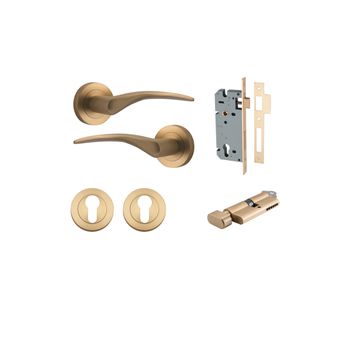 Oxford Lever - Round Rose Entrance Kit with Separate High Security Lock