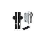 12824KENTR60KT - Guildford Knob - Rectangular Backplate Entrance Kit with High Security Lock - Matt Black - Entrance