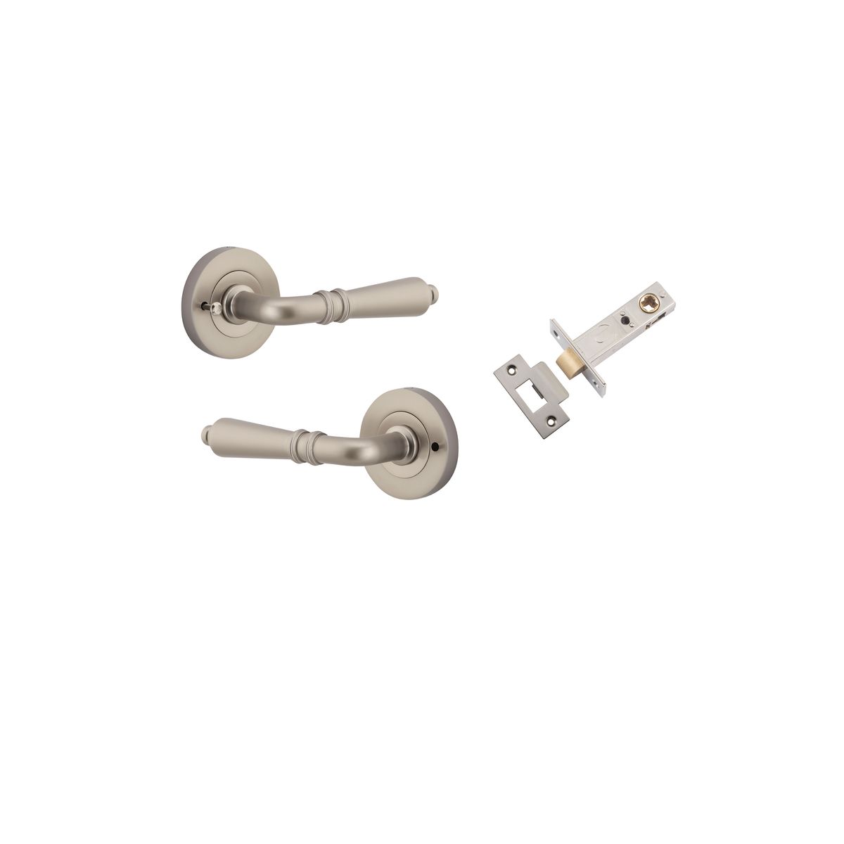 9209KIBPRIV60 - Sarlat Lever - Round Rose (Inbuilt Privacy) - Satin Nickel - Privacy