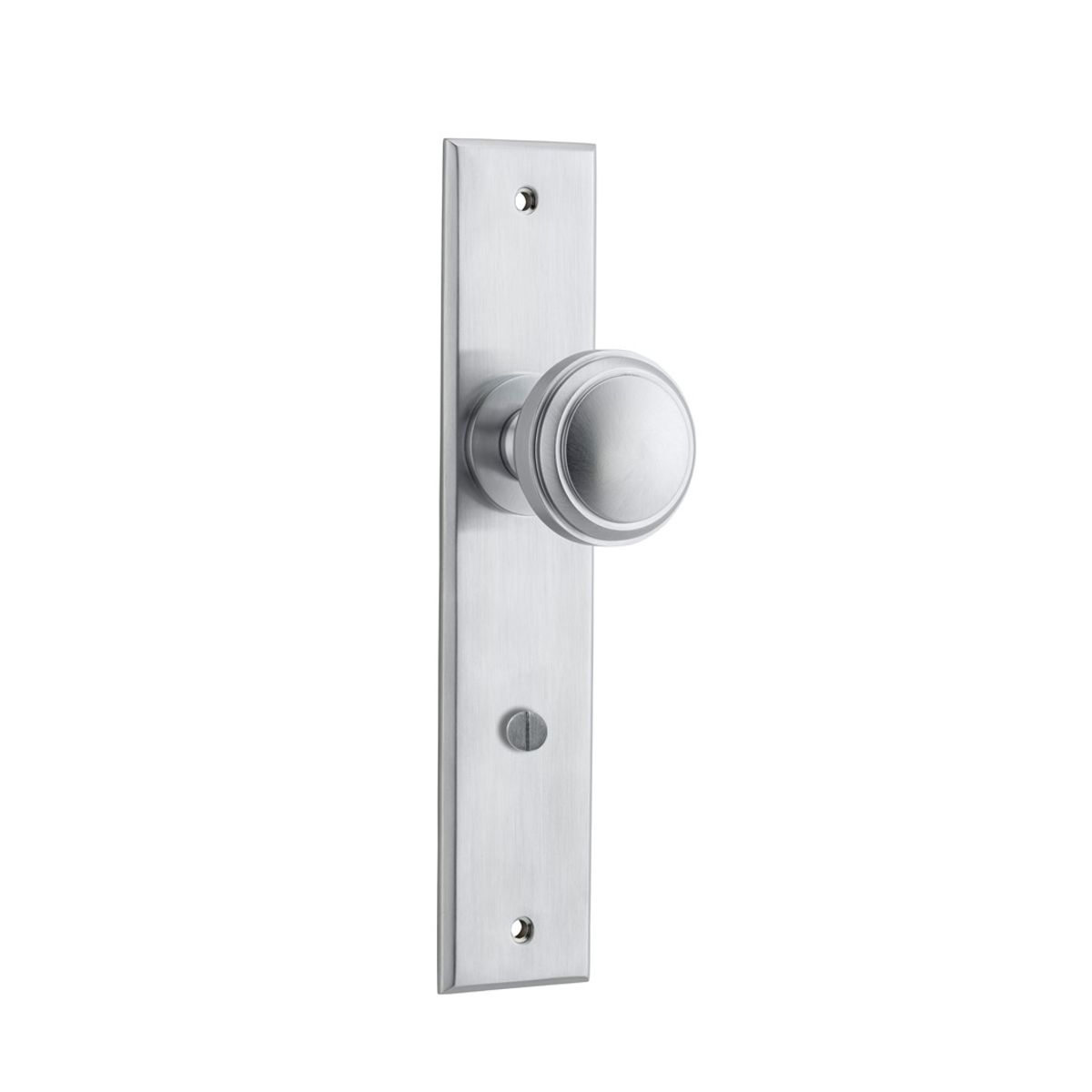 12331 - Paddington Knob - Chamfered Backplate - Brushed Chrome - Passage