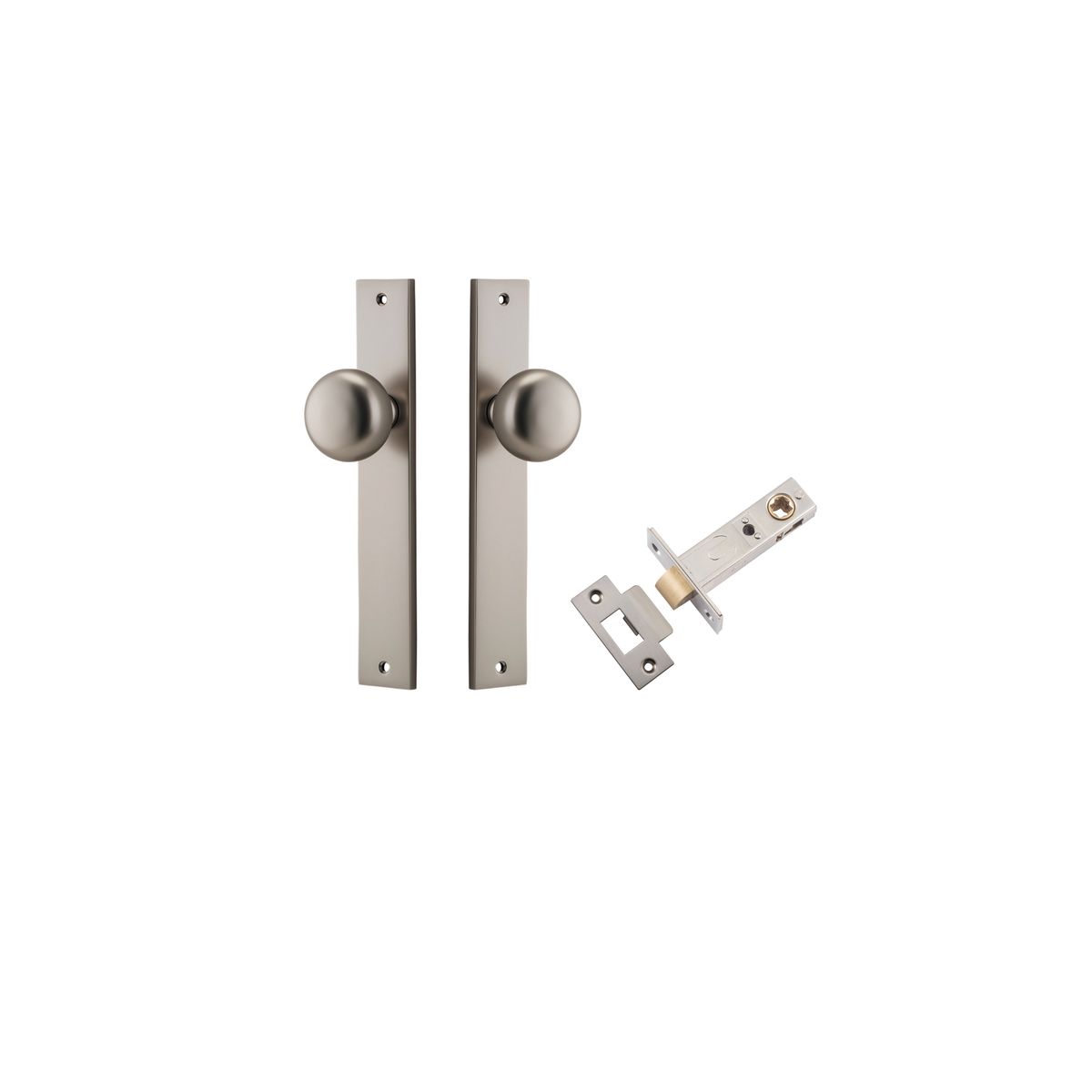 14822KPASS60 - Cambridge Knob - Rectangular Backplate Passage Kit - Satin Nickel - Passage