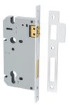 6055 - 85mm Euro Roller Mortice Lock - 60mm Backset - Polished Chrome