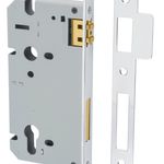 6055 - 85mm Euro Roller Mortice Lock - 60mm Backset - Polished Chrome