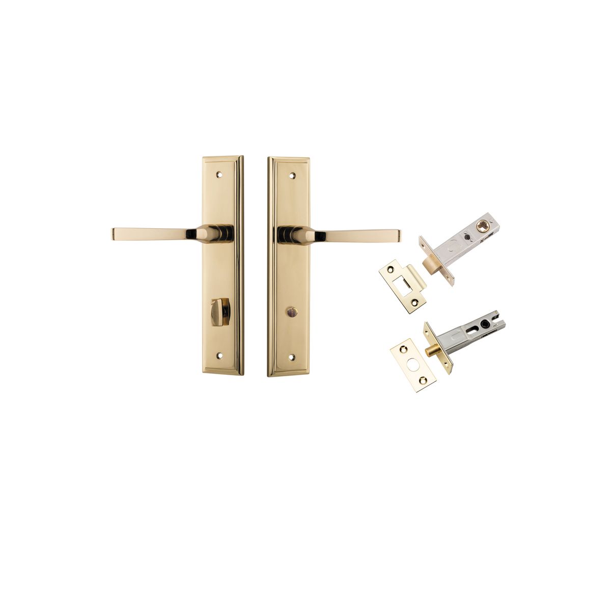 10244KPRIV60 - Annecy Lever - Stepped Backplate Privacy Kit with Privacy Turn - Polished Brass - Privacy