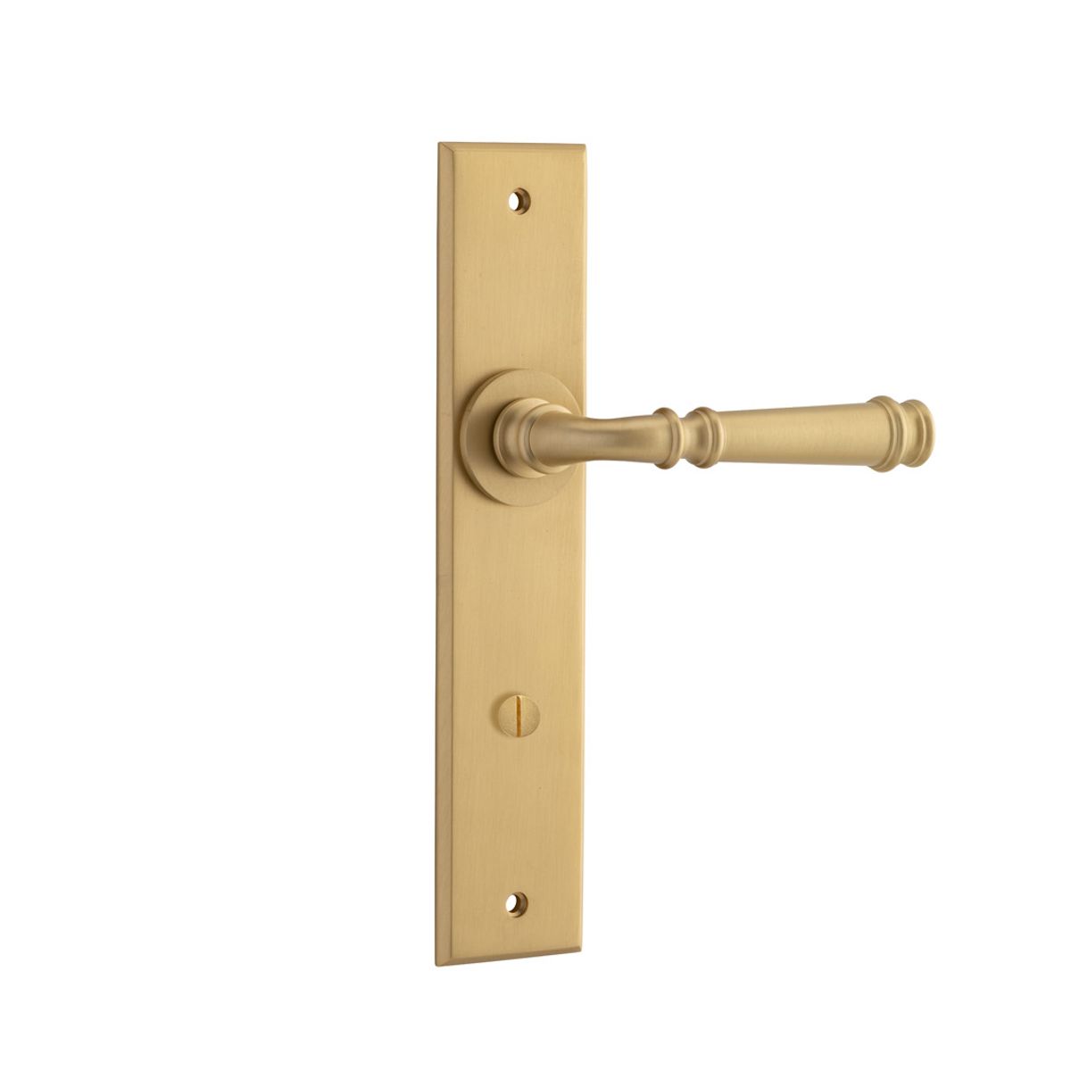 13286P85 - Verona Lever - Chamfered Backplate - Brushed Brass - Privacy