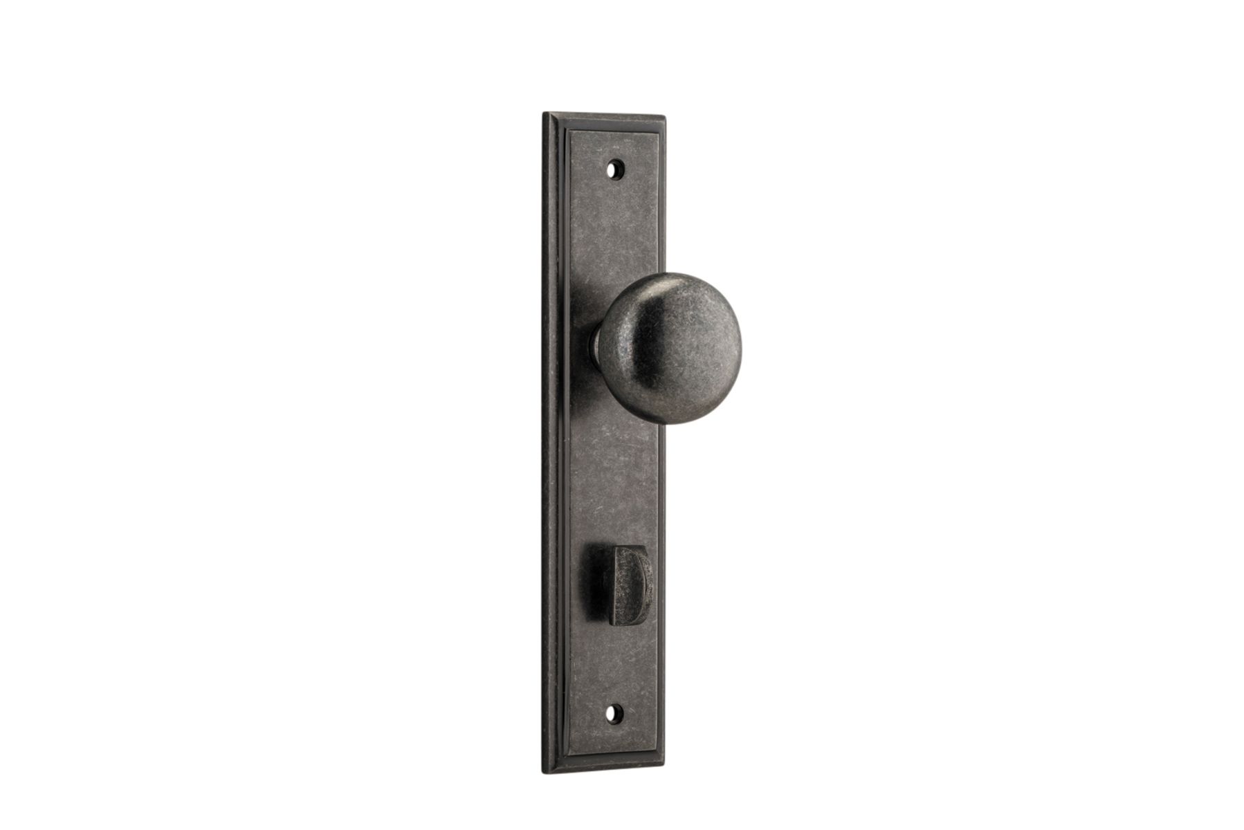 13840P85 - Cambridge Knob - Stepped Backplate - Distressed Nickel - Privacy