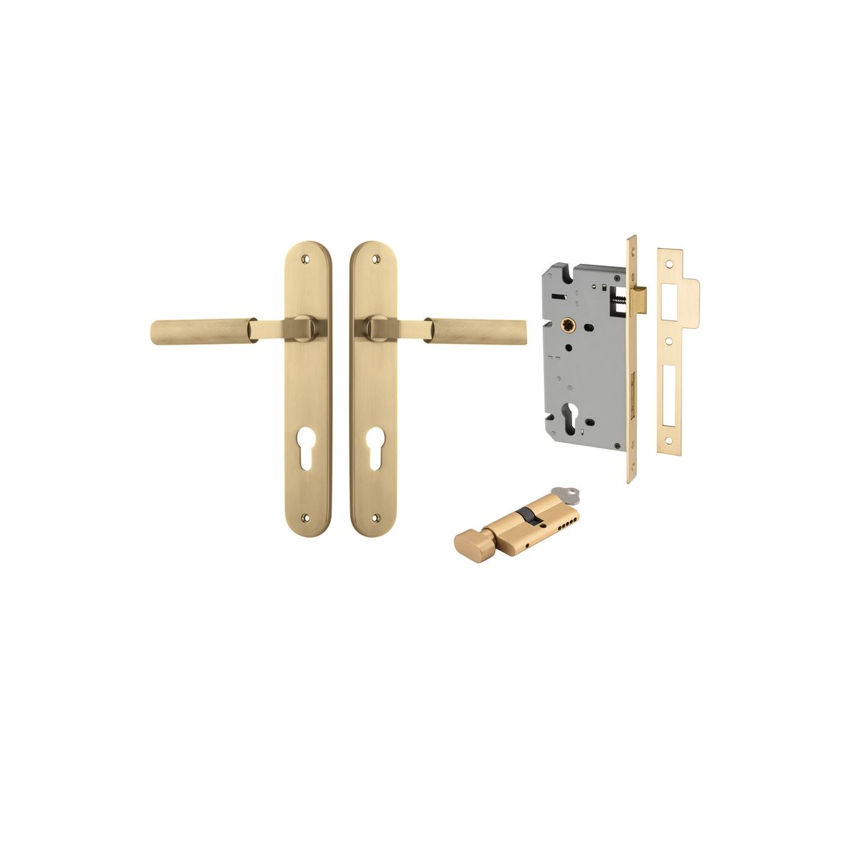 16268KENTR60KT - Brunswick Lever - Oval Backplate Entrance Kit with High Security Lock - Brushed Gold PVD - Entrance