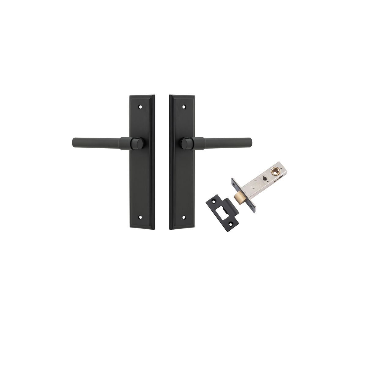 12902KPASS60 - Helsinki Lever - Stepped Backplate Passage Kit - Matt Black - Passage