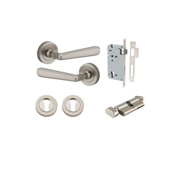 Copenhagen Lever - Round Rose Entrance Kit with Separate High Security Lock
