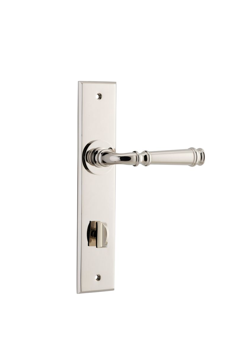 14286P85 - Verona Lever - Chamfered Backplate - Polished Nickel - Privacy