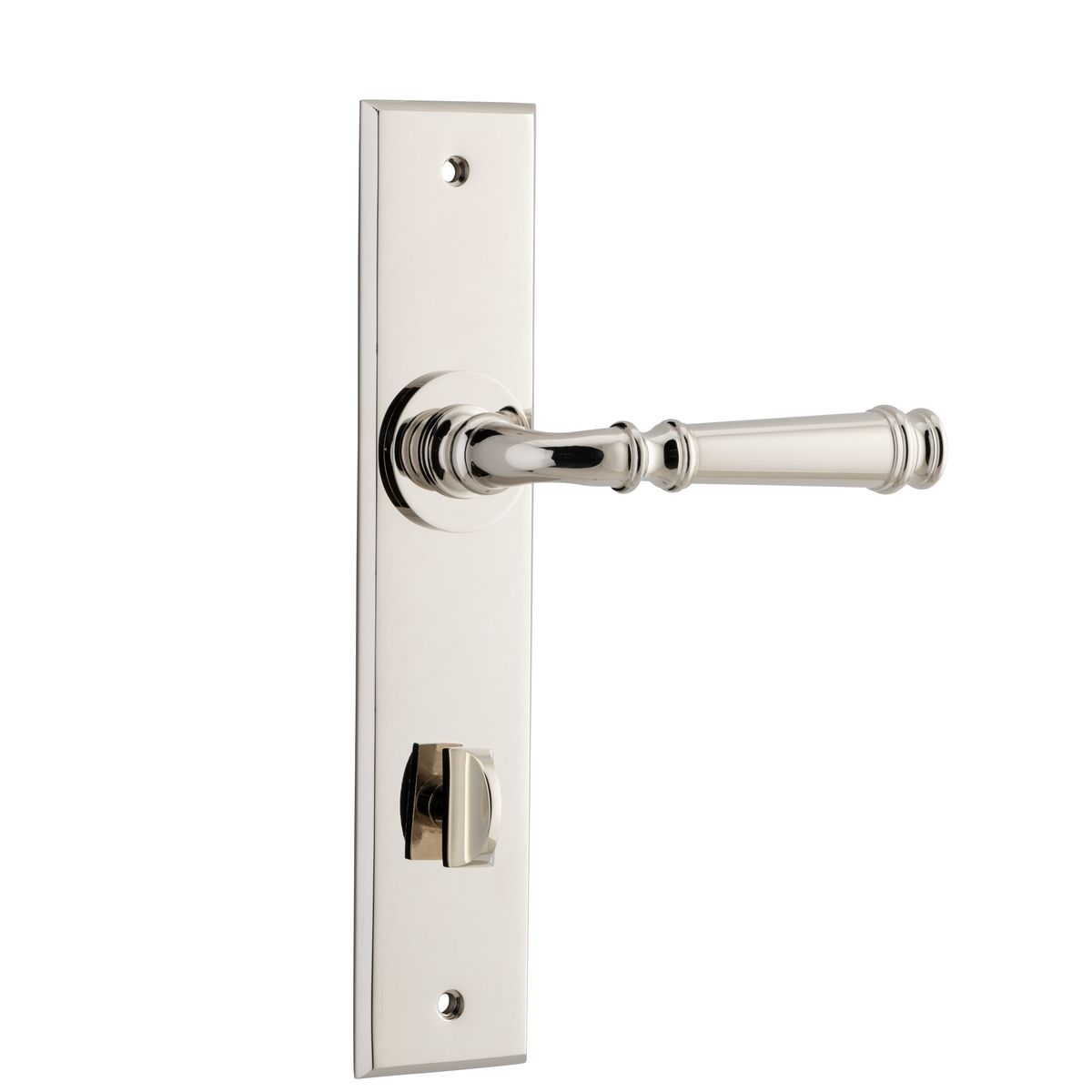 14286P85 - Verona Lever - Chamfered Backplate - Polished Nickel - Privacy