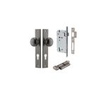 13820KENTR60KT - Paddington Knob - Rectangular Backplate Entrance Kit with High Security Lock - Distressed Nickel - Entrance