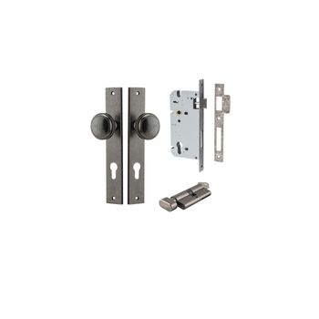 Paddington Knob - Rectangular Backplate Entrance Kit with High Security Lock