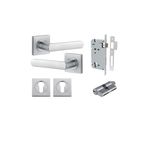 21185KENTR60KK - Osaka Lever - Square Rose Entrance Kit with Separate High Security Lock - Brushed Chrome - Entrance