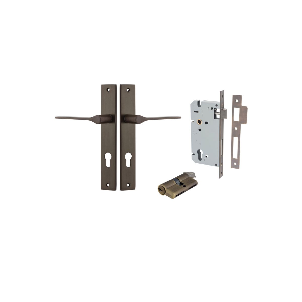 10754KENTR60KK - Como Lever - Rectangular Backplate Entrance Kit with High Security Lock - Signature Brass - Entrance