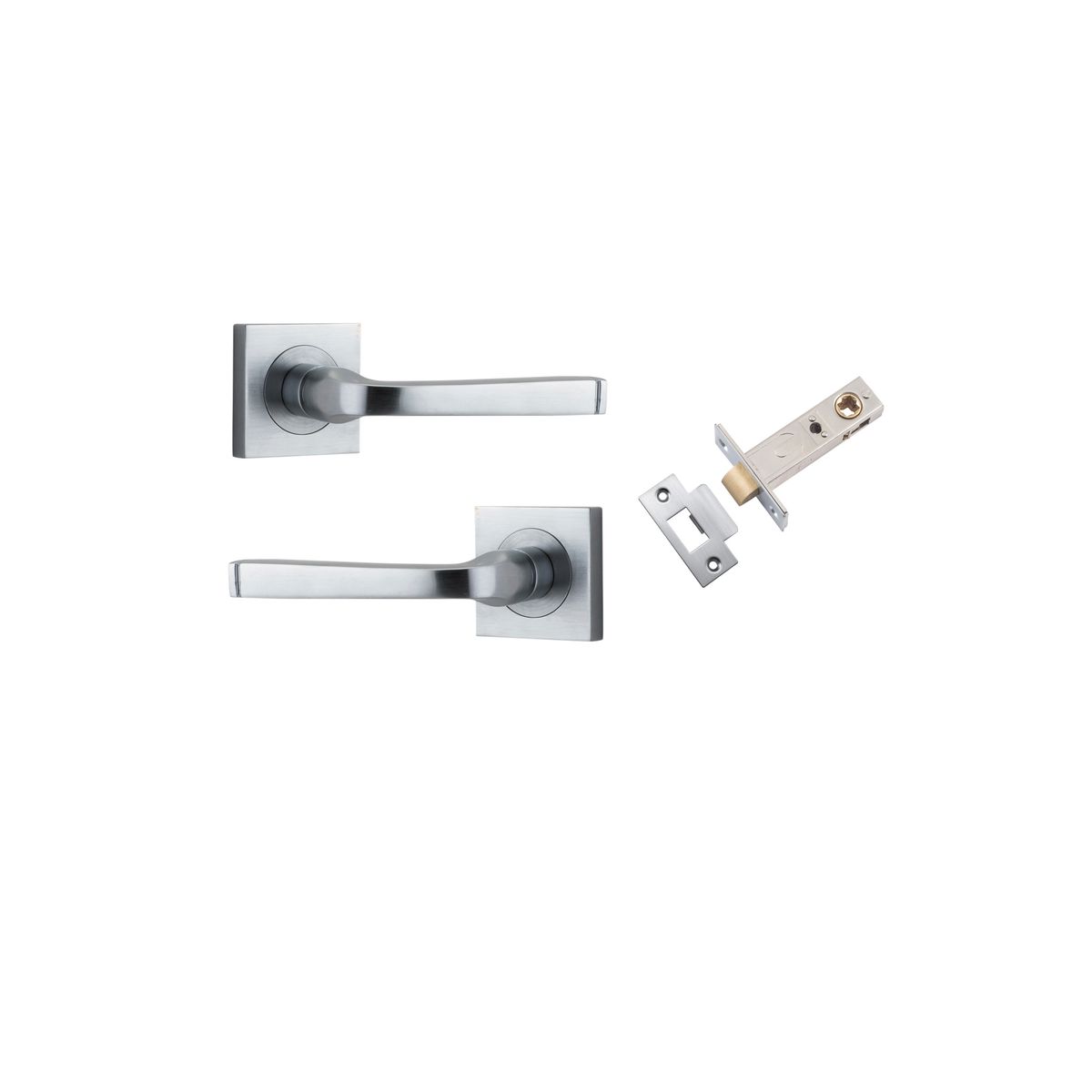 0395KPASS60 - Annecy Lever - Square Rose Passage Kit - Brushed Chrome - Passage