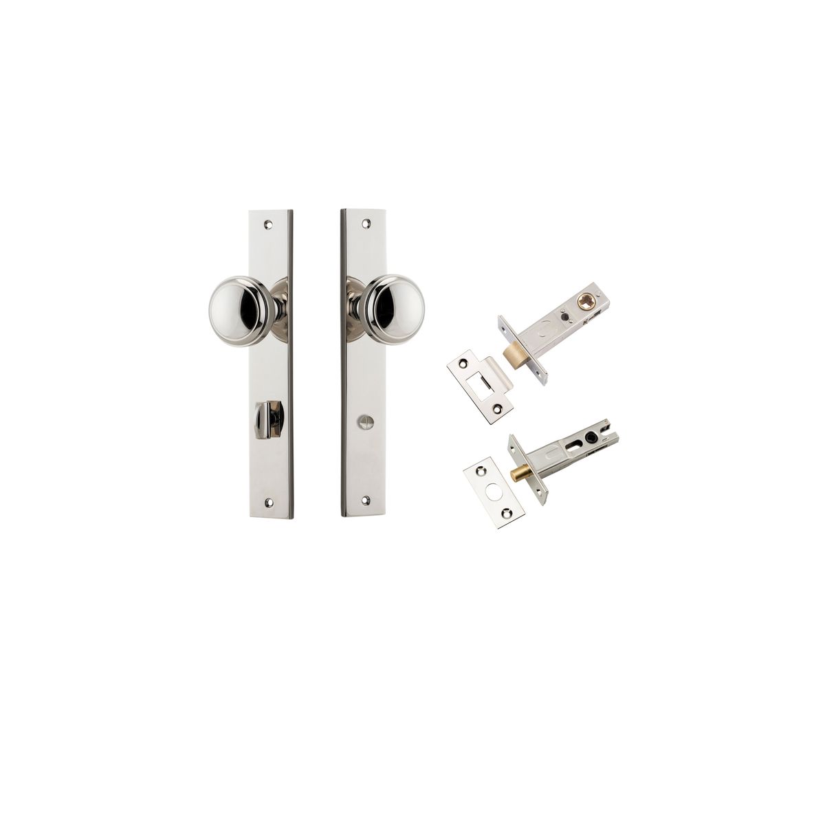 14320KPRIV60 - Paddington Knob - Rectangular Backplate Privacy Kit with Privacy Turn - Polished Nickel - Privacy