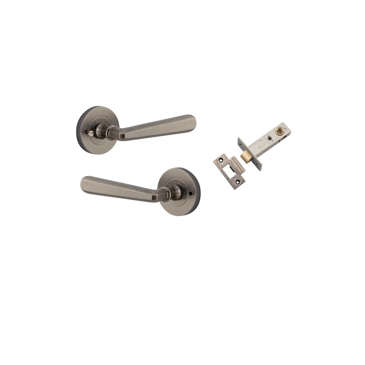 20807KIBPRIV60 - Copenhagen Lever - Round Rose (Inbuilt Privacy) - Distressed Nickel - Privacy