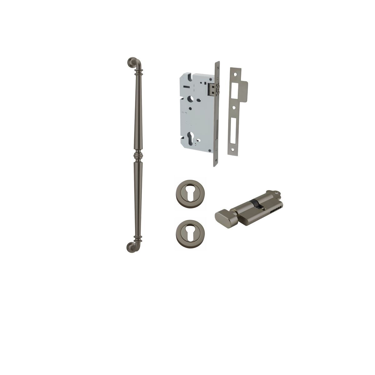 16934KENTR60KT - Sarlat Pull Handle - 600mm Entrance Kit with Separate High Security Lock - Graphite PVD - Entrance