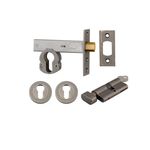 22159K60KTER - Euro Mortice Deadbolt Kit - 60mm Backset with Round Euro Escutcheon Key/Thumb - Distressed Nickel - Entrance