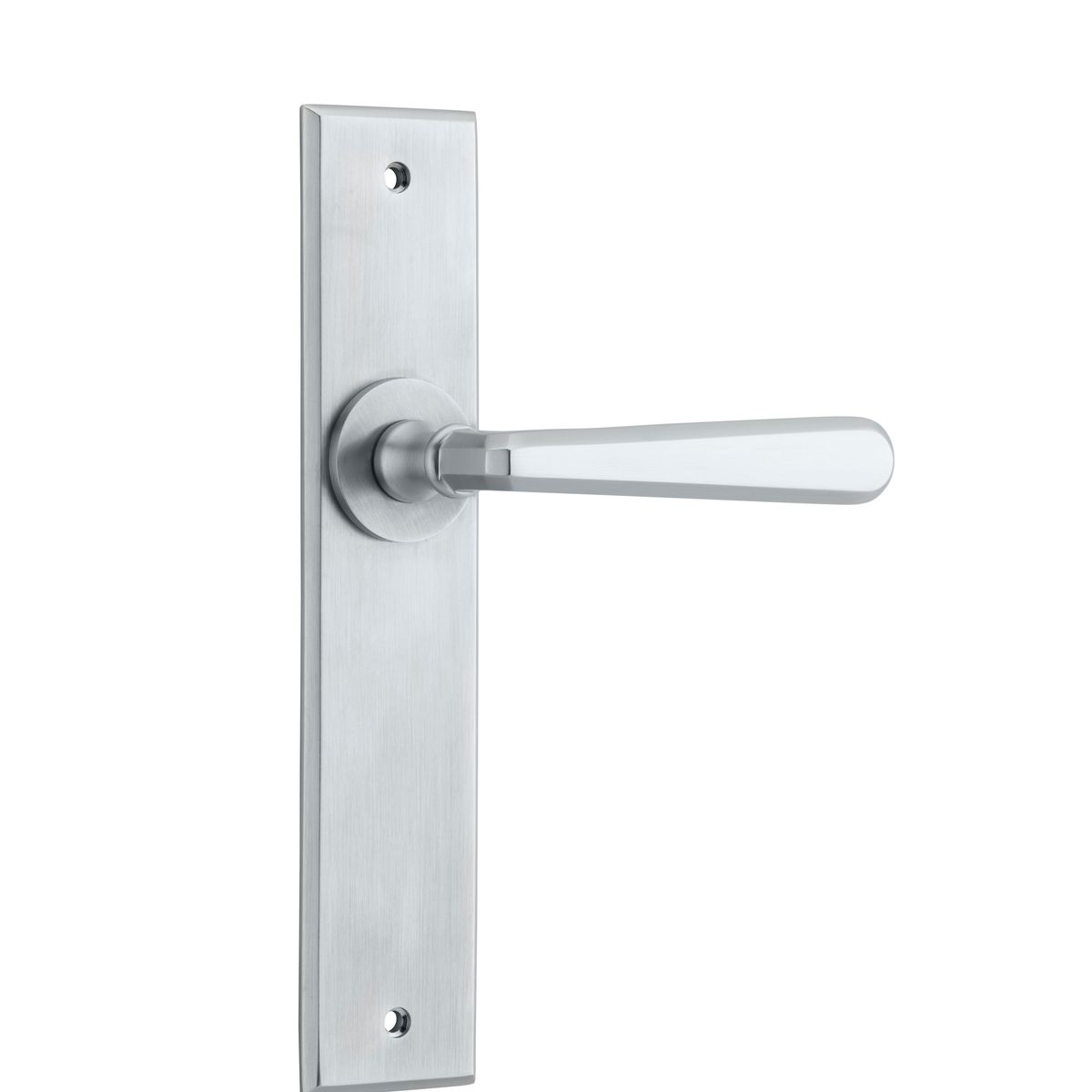 12380 - Copenhagen Lever - Chamfered Backplate - Brushed Chrome - Passage