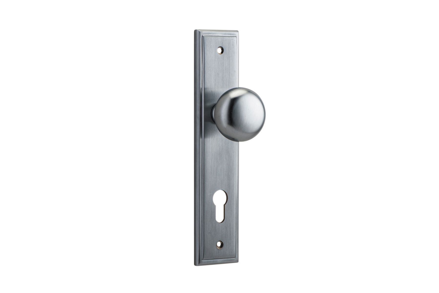 12340E85 - Cambridge Knob - Stepped Backplate - Brushed Chrome - Entrance