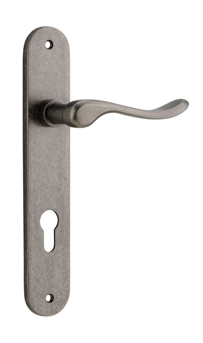 13924E85 - Stirling Lever - Oval Backplate - Distressed Nickel - Entrance